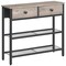 Slim Console Table with Storage Drawers, 3 Tier Industrial Entryway Table